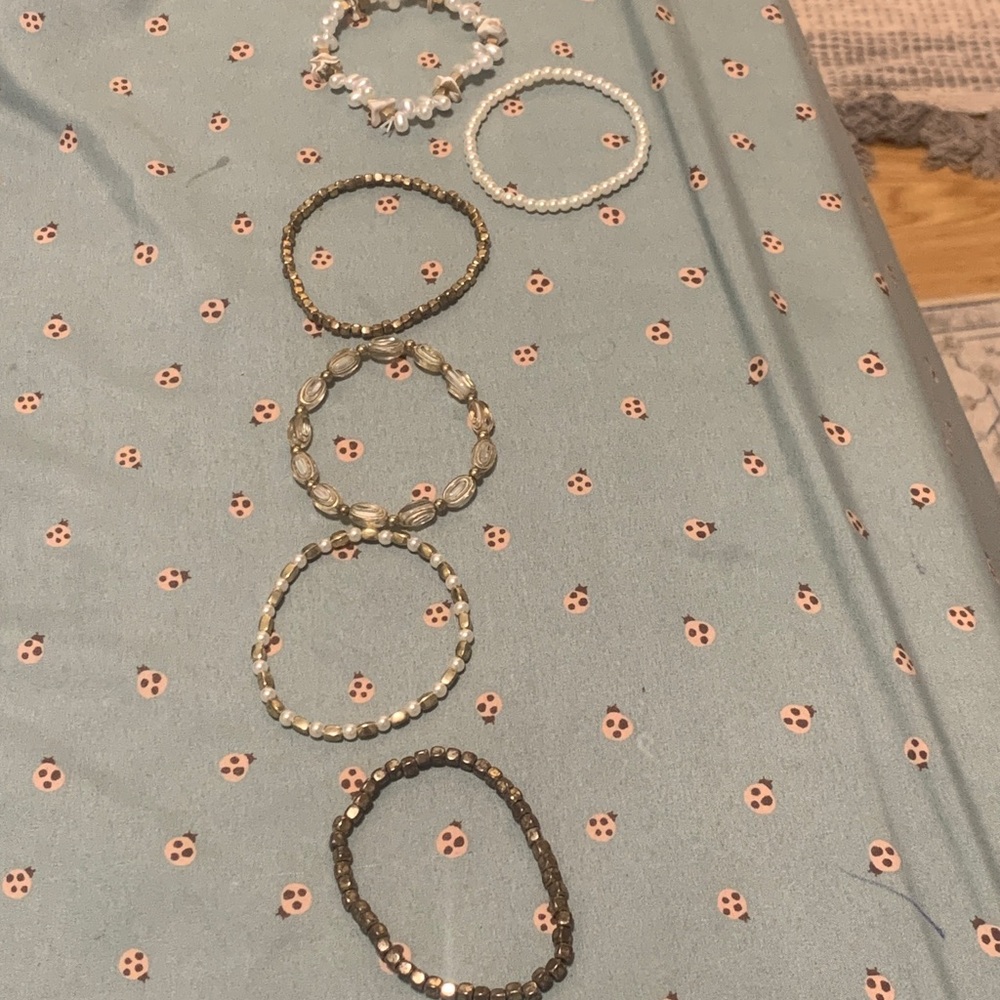 Set of Beaded Bracelets in Neutral Tones